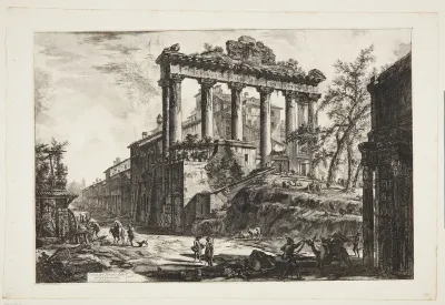 Det såkaldte Concordia-tempel, med Saturn-templet og Septimius Severus' triumfbue til højre