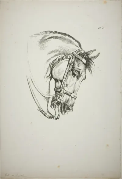 Detail of Horse's Head, Enlarged to Triple Size, Norman Royal Guard, No. 5, First Limoges Horse