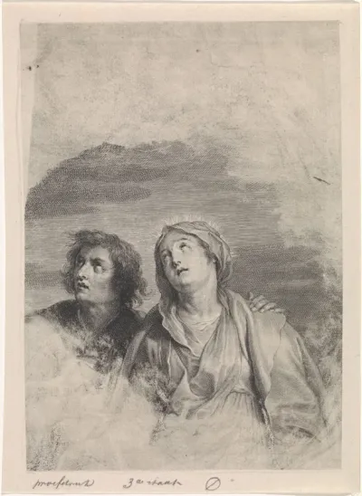 Detail uit Christus aan het kruis, met Maria, Johannes, Maria Magdalena en soldaten
