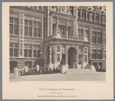 Detail van het stadhuis van Schaarbeek, België