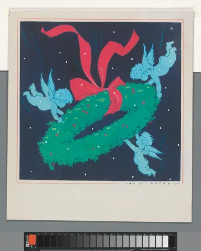Detail van ontwerp kerstmenu van de Holland-Amerika Lijn