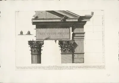 Detail voorzijde van Porticus van Octavius te Rome