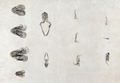Detailed diagrams of the upper palate and jaws of a snake