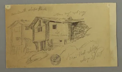 Details of Mountain Sheds, Houses and a Rock, Bernese Alps, Switzerland