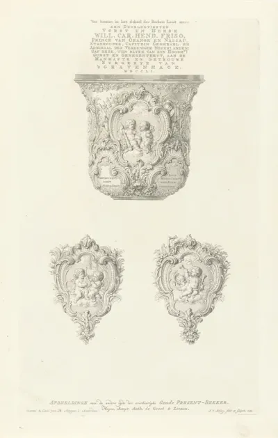 Details van gouden beker van de Haagse schutterij