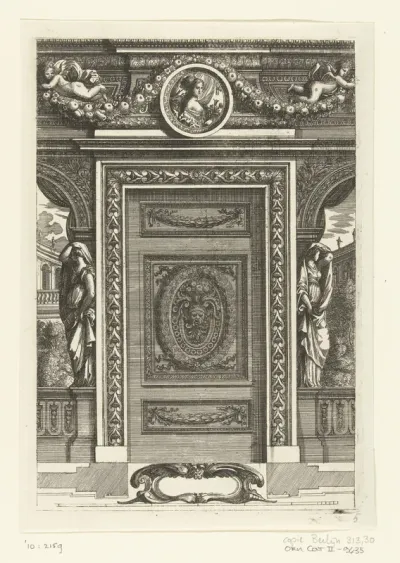 Deur met paneel met mascaron