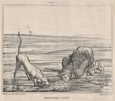 Deux chasseurs altérés, from Croquis de Chasse, published in Le Charivari, September 20, 1859