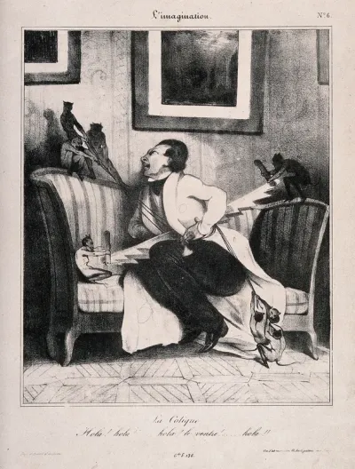 Devils saw away at a colic sufferer's abdomen
