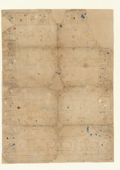 Diagram for a Pichawai Depicting the Sharad Purnima (the Autumn Full Moon)