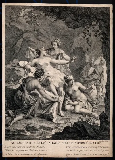 Diana [Artemis]: she changes Actaeon into a deer