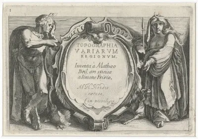 Diana en Apollo aan de weerszijden van een cartouche
