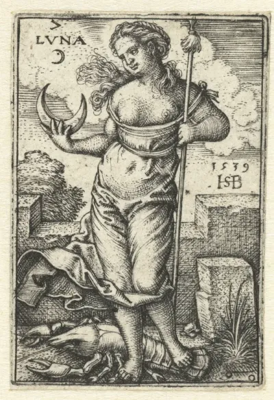 Diana (Luna) met sterrenbeeld Kreeft