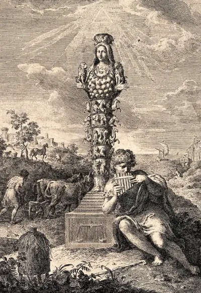 Diana of the Ephesians (Ephesian Artemis), with a shepherd boy playing pipes