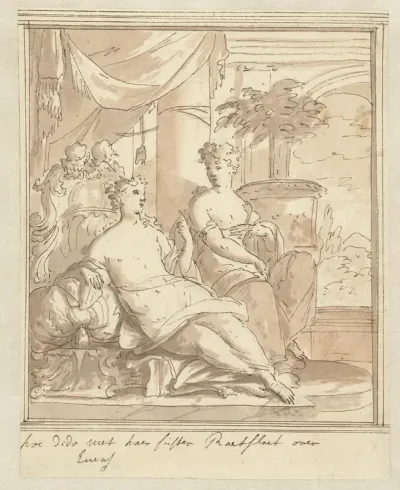 Dido spreekt met haar zuster Anna over Aeneas