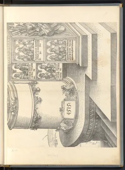 Die Ehrenpforte Kaiser Maximilians I., linker Seitenturm, F 6, Sockel)