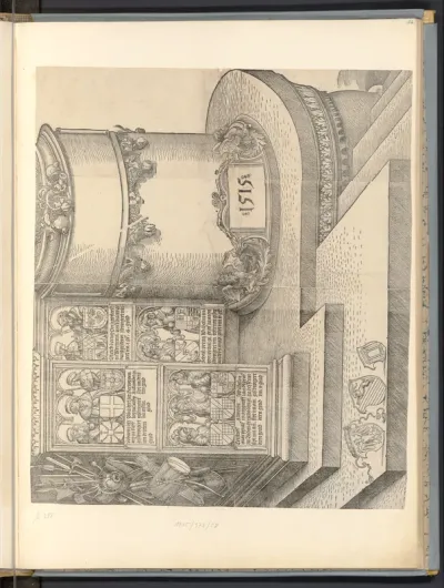 Die Ehrenpforte Kaiser Maximilians I., rechter Seitenturm, F' 6, Sockel)