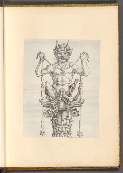 Die große Säule mit Satyr: Auf dem Kapitell sitzender Satyr (IV)