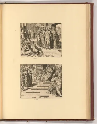 Die Priester, der Anführer des Tempels und die Sadduzäer ergreifen Petrus und Johannes; Petrus und Johannes vor dem Hohepriester
