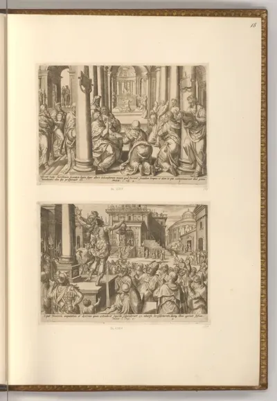 Die Weihe des neuen Altars; Der Kopf und die Hand Nicanors werden dem Volk gezeigt