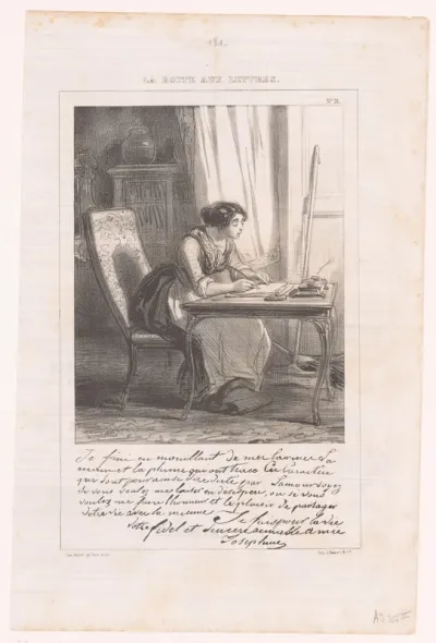 Dienstmeisje schrijft een brief aan een bureau