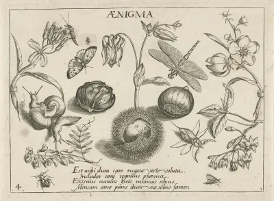 Dieren en bloemen rond kastanjes