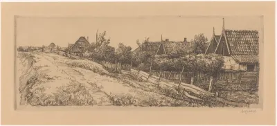 Dijk met boerderijen op Texel