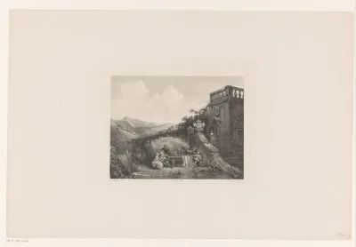 Dinerend gezelschap in de buitenlucht