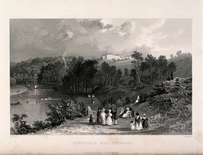 Dinsdale Spa, Durham: people gathered at the riverside