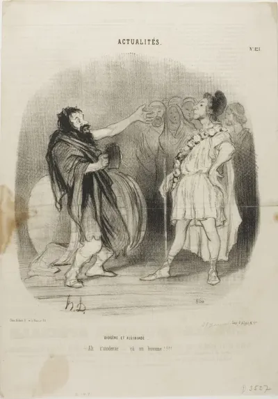 Diogenes and Alcibiades at the Odeon. “- Ah... it's modern....what a man!,” plate 121 from Actualités