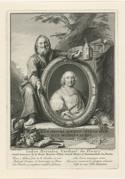 Diogenes bij een portret van André-Hercule de Fleury