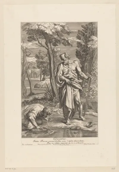 Diogenes ziet een drinkende jongen