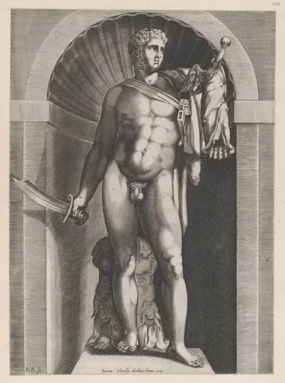 Diomedes with the Palladium in his left hand, from "Speculum Romanae Magnificentiae"