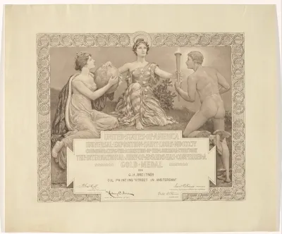 Diploma van George Hendrik Breitner voor diens gouden medaille op de Wereldtentoonstelling van 1904 te Saint Louis