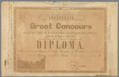 Diploma van het Groot Concours harmonie fanfaregezelschappen