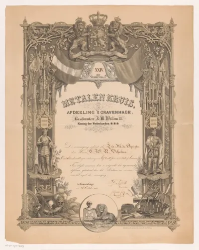 Diploma van het Metalen Kruis van de heer C.W.R. Scholten