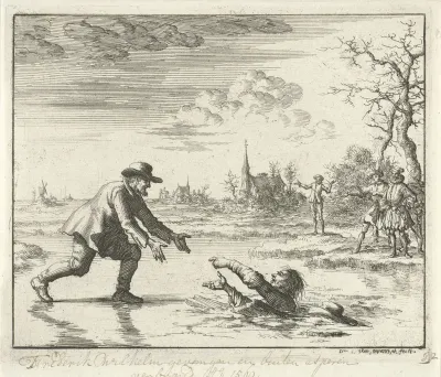 Dirk Willemsz. redt zijn vervolger uit het ijs bij Asperen, 1569