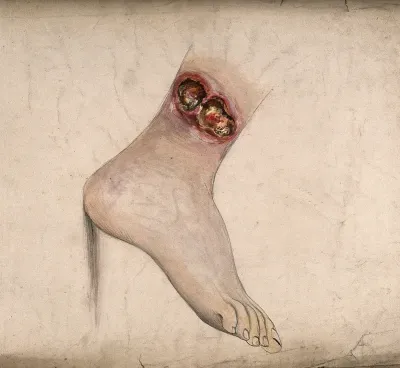 Diseased tissue on the ankle of a woman
