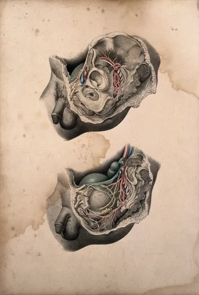 Dissection of the pelvic organs of a man