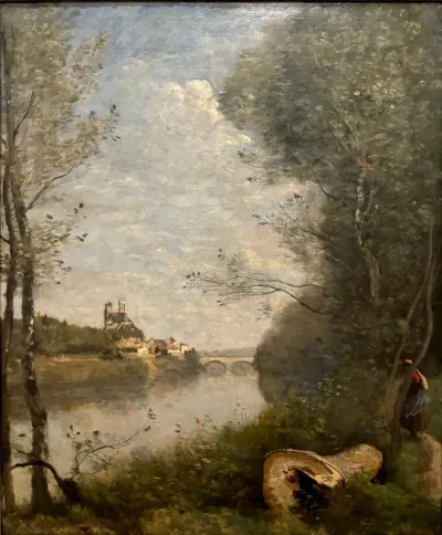 Distant view of Mantes Cathedral