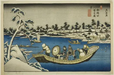 Distant View of Snow on the Sumida River in Edo