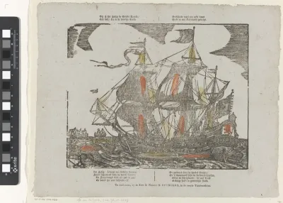 Dit is het schip de Goude Leeuw / Een kiel / die in de voorige eeuw / Verscheide mael een ryke vragt / Heeft in ons vaderland gebragt
