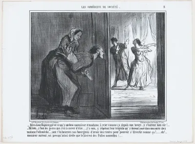 Dites-donc Baptiste, qu'est-ce qu'y ont donc monsieur et madame à crier comme ça depuis une heure..., from Les Comédiens de Société, published in "Le Charivari"