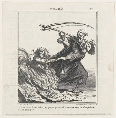Do what you like, my poor ultramontane press. You will not prevent me from marching on, from 'News of the day,' published in Le Charivari, December 5, 1866