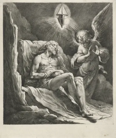 Dode Christus beweend door een engel