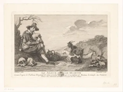 Doedelzakspeler met geiten