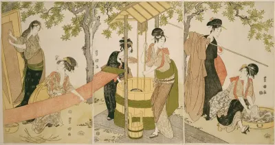 Doing the Laundry by the Well Curb (Idobata no sentaku to araihari)