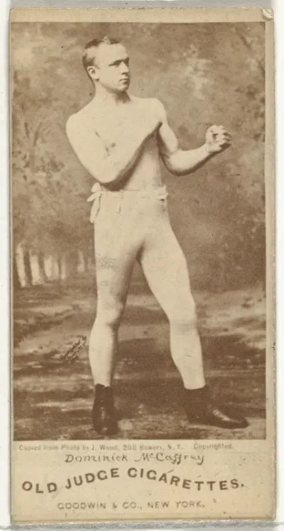 Dominick McCaffrey, from the Celebrities and Prizefighters series (N174) for Old Judge Cigarettes