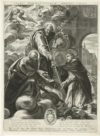 Dominicus ontvangt van Petrus en Paulus opdracht om te prediken