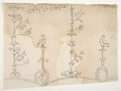 Domus Aurea, unidentified, grotteschi, details (recto) blank (verso)