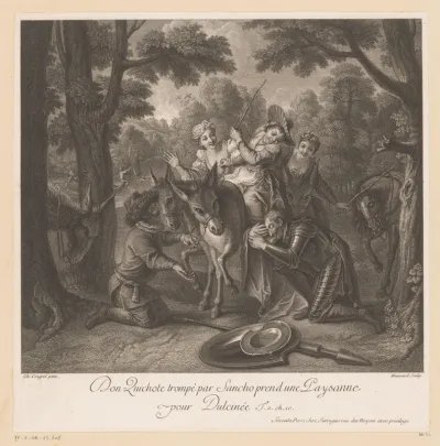 Don Quichot, misleid door Sancho Pancho, ziet een boerin aan voor Dulcinea